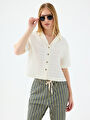 thumb-Loose Crop Kadın Gömlek K.kol
