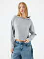 thumb-Long Crop Kadın Sweatshirt