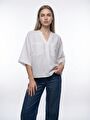 thumb-Loose Fit Kadın Gömlek K.kol