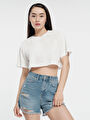 thumb-Loose Crop Kadın Tshirt K.kol